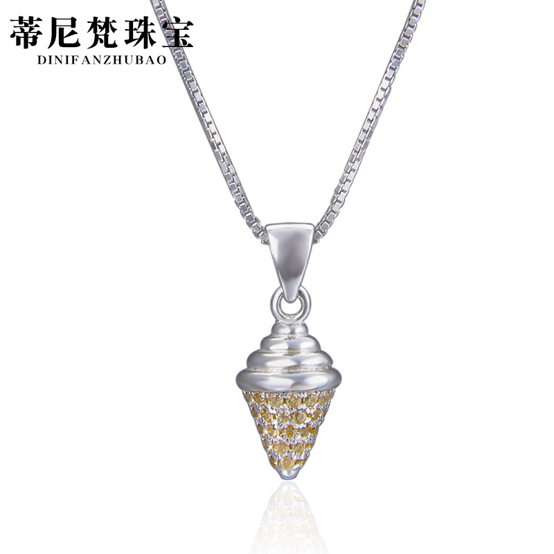 Cono dulce s925 Collar de plata colgante dulce fresco personalidad la moda chica micro incrustaciones ZIRCON joyería al por mayor