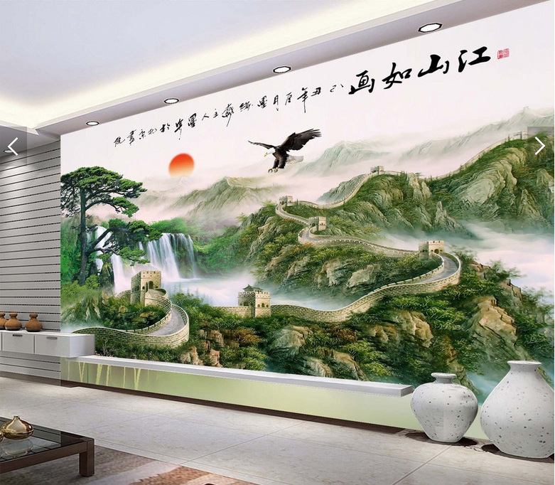 3D立体福字浮雕大型壁画 客厅电视背景墙中式防腐瓷砖壁画