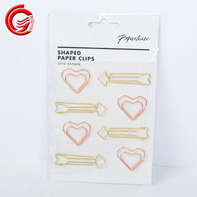 爱心回形针欧美流行元素一箭穿心创意文具套装高档电镀金色回形针|ms