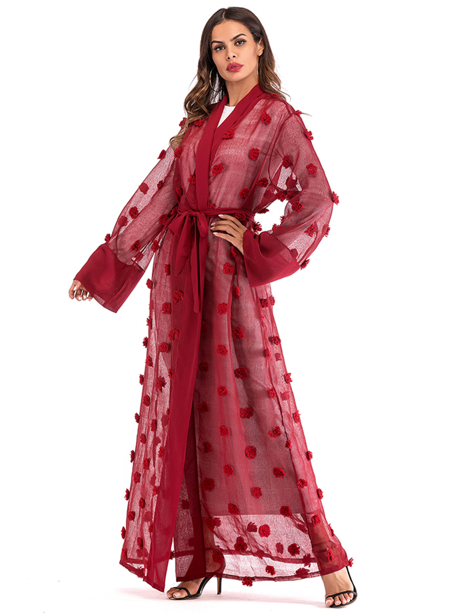 Title 37, Kadınlar için 3D Çiçek Örgü Gevşek Dantel Uzun ...