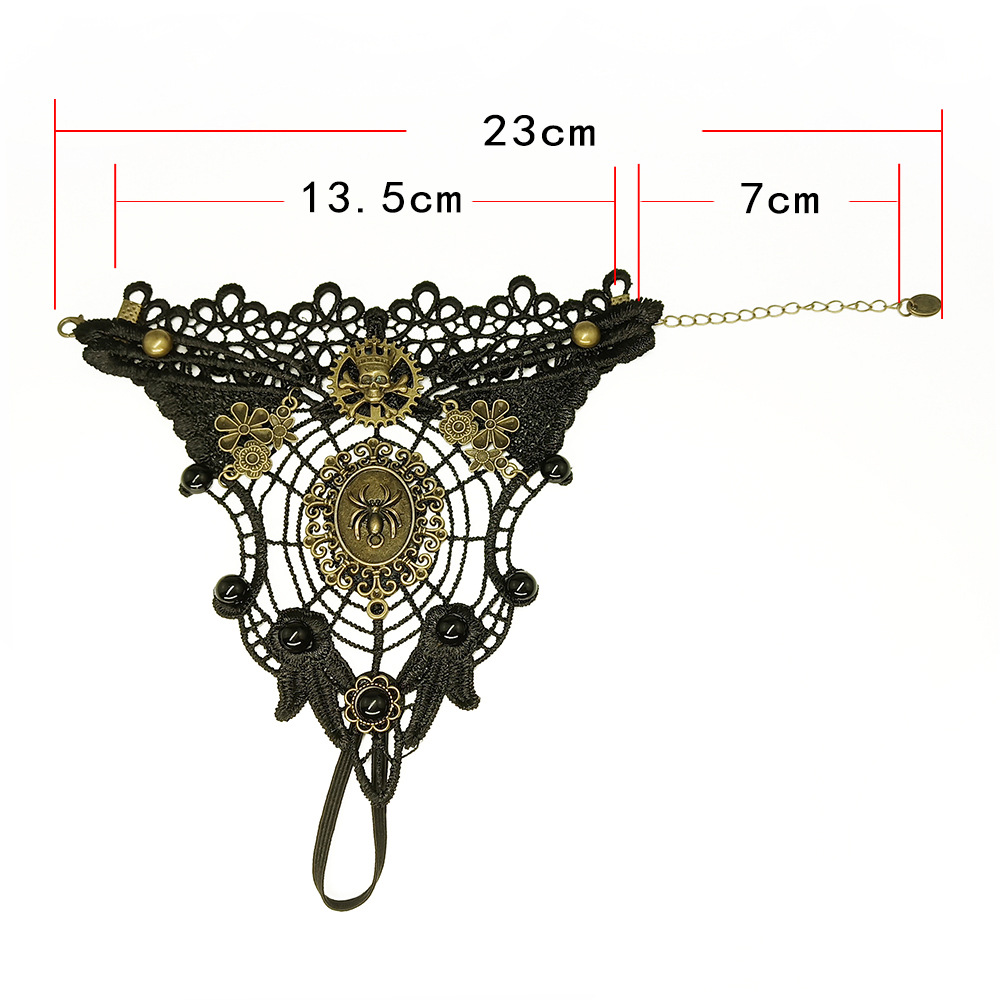 Vintage Style Punk Flower Spider Skull Rhinestones Alloy Lace Wholesale Bracelets display picture 1