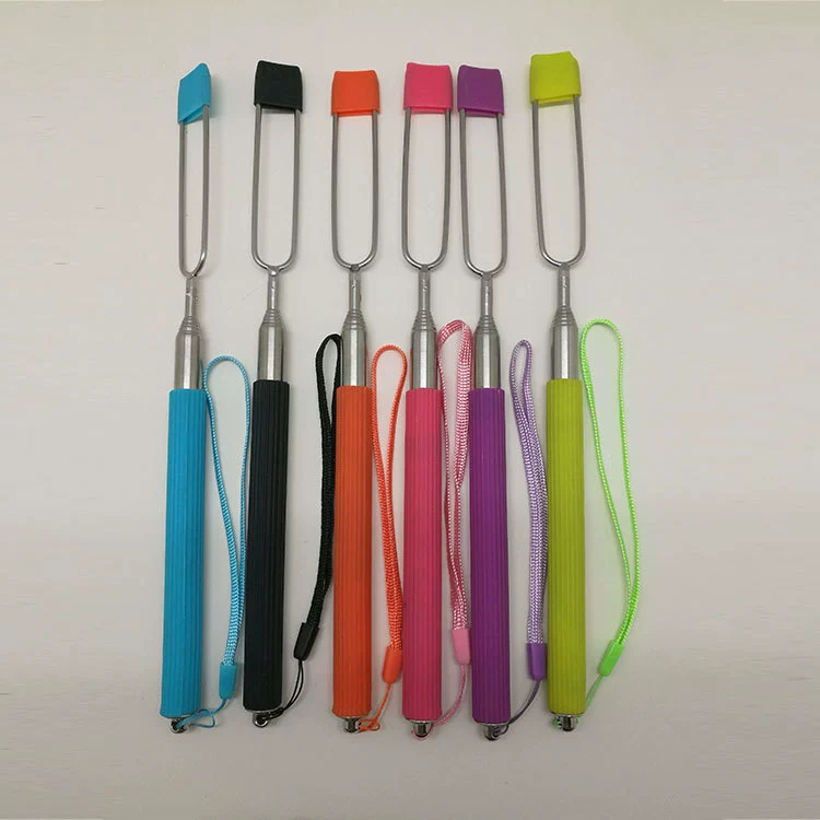 Extending stainless steel barbecue fork color silicone barbecue fork 7 section of telescopic mushroom pork barbecue tool wholesale