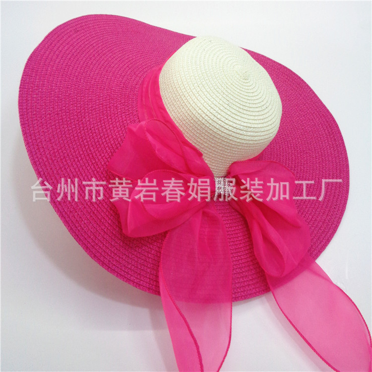 Nuevo verano de las mujeres girasol sombrero de paja grande turismo escénico punto playa sombrero al por mayor