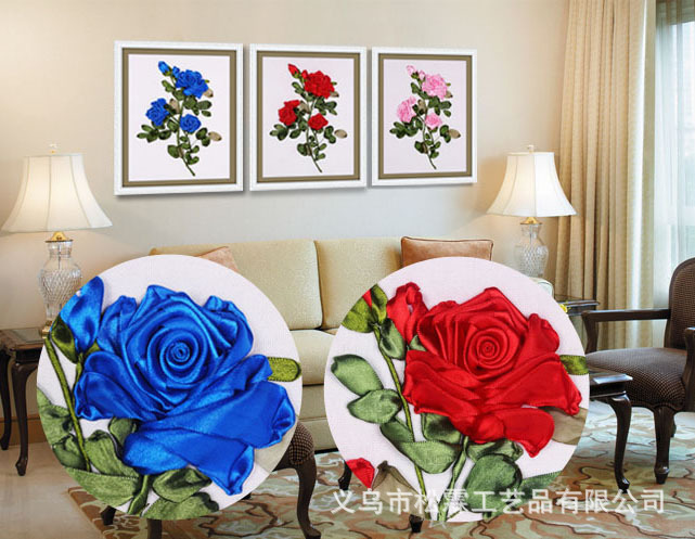 Directo de fábrica de seda cinta bordado DIY kit aguja de cinta de seda Rosa Vida