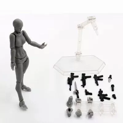 Тело артикулированной фигуры (Figma) Молодежное издание 2.0 — серебристо‑серый оттенок кожи, база с 13 см позируемая