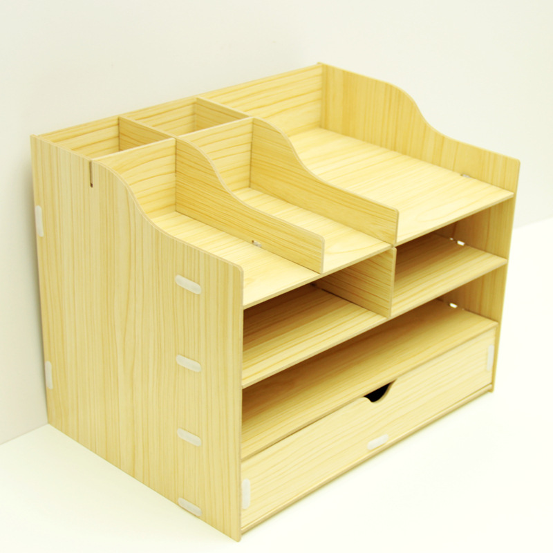 (2개) 스토리지 랙 대형 다층 사무용품 문구 데스크탑 나무 파일 랙 서랍이있는 사무실 보관 상자