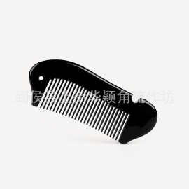 精品店货源鱼梳牛角头梳 美发黑牛角刻字角梳小巧宝宝梳子伴手礼
