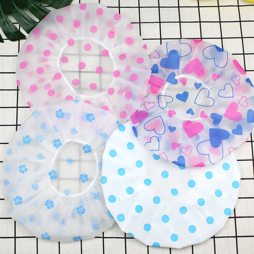 Yaling 8809 Hotel Plastic Peva Waterproof Butterfly Bow Print Women's Shower Cap Hair Wash Bath Hat Wholesale