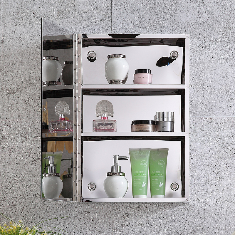 法珀莱浴室卫生间镜柜简约现代不锈钢镜箱挂墙式收纳镜子柜厂家