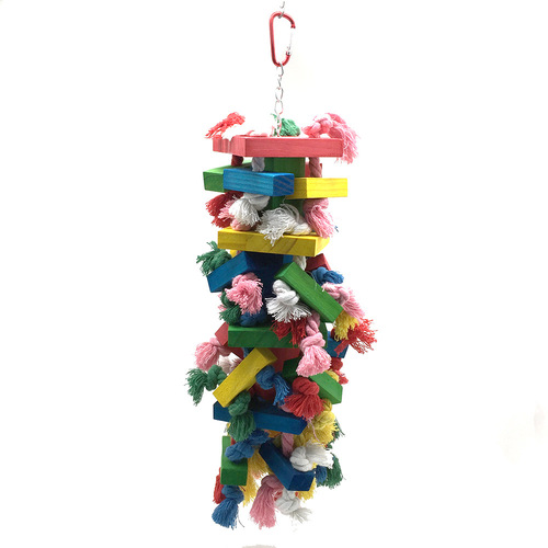 Bird supplies parrot toy suitable for Alexander Grey, colored cotton rope wooden column hanging 750g