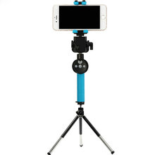 新款热销 无线遥控360度电动旋转手机自拍杆 带后视镜蓝牙自拍杆
