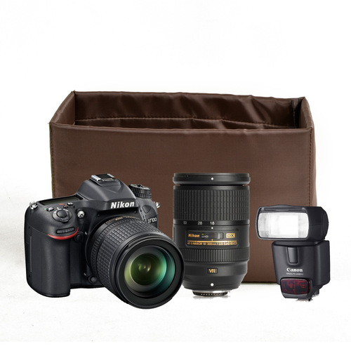 Men's horizontal photography bag, casual shoulder bag, waxed canvas with top layer genuine leather bag, water-repellent SLR camera bag