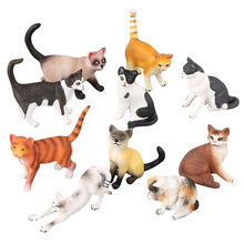 儿童仿真猫咪模型套装玩耍中华田园猫模型猫摆件动物黑白小猫玩具