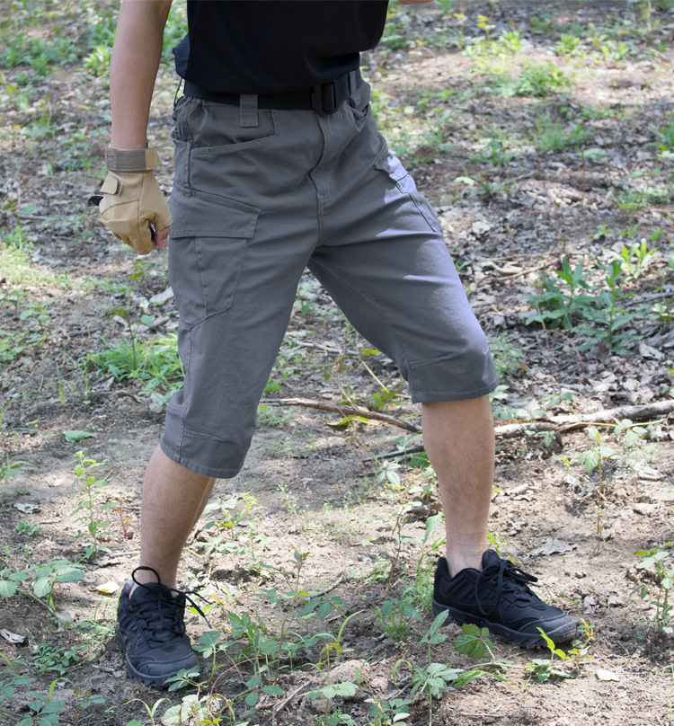 Pantalones tácticos de fan del ejército para hombres de verano algodón elástico al aire libre transpirable y resistente al desgaste de bolsillo de herramientas pantalones de entrenamiento