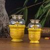 批发佛教用品陶瓷油灯座黄色莲花液体酥油灯供佛灯寺院油灯酥油灯|ms