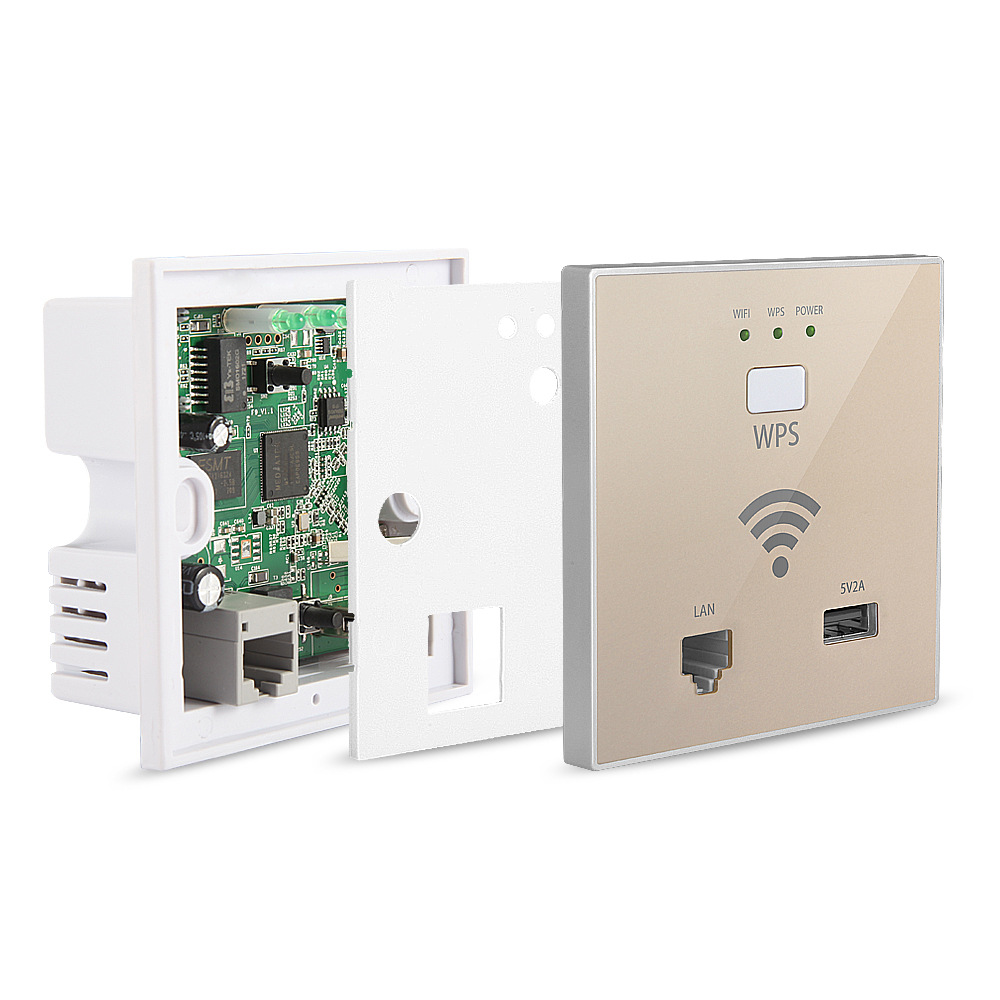黑色嵌入式WIFI入墙式路由器酒店宾馆智能家居无线WISP强电面板AP