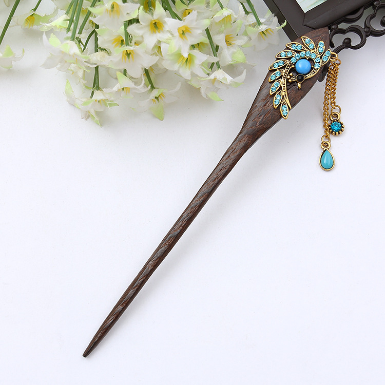 珍珠贝壳古风插针发簪 步摇汉服配饰盘发合金水钻簪子 发饰混批