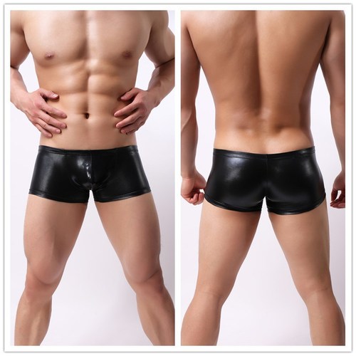 Dance Hall AliExpress Wholesale Foreign Trade Men's Underwear Imitation Leather Patent Leather PU Boxer Briefs Sexy Kinky Underwear