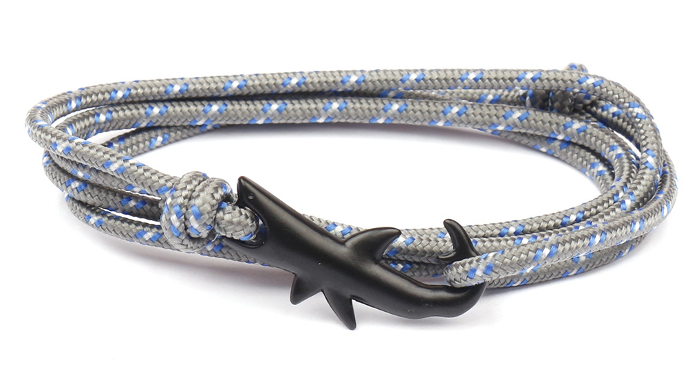 10g Weight Bracelets Classification Alloy, rope Chain Material 1 Piece Quantity Holiday, Daily, Street Occasion Alloy, rope Material Shark Pattern Men's Gender Layered Design Casual, Simple Style Style Casual Simple Style Shark Alloy Rope Layered Men's Bracelets Men's Chain Bracelets 无