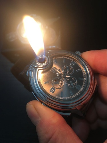 Creative watch inflatable lighter metal multi-functional personalized gas electronic open flame lighter watch lighter
