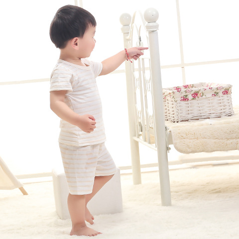 儿童夏装两件套短袖T恤套装婴幼儿竹纤维T恤宝宝短袖短裤批发|ms