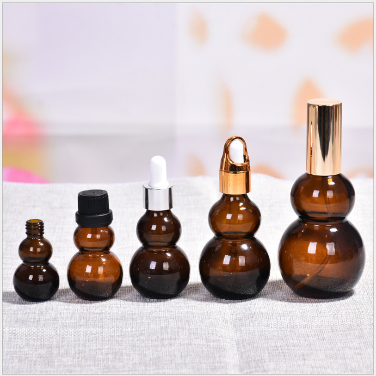 厂家现货 创意葫芦精油瓶乳液瓶分装避光喷雾瓶茶色定制