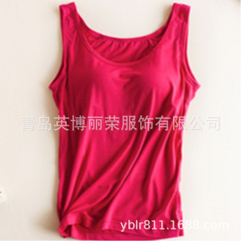 韩版女士莫代尔吊带背心无钢圈一体式带胸垫背心打底衫加工厂|ms