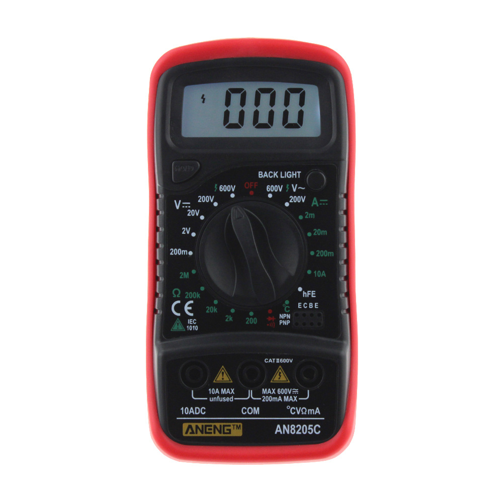 （中性）AN8205C万用表 带温度 颜色->红色护套