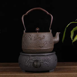 铁壶【雨龙1600毫升】蜡模无涂层铁壶铁茶壶日式手工壶南部铁瓶老