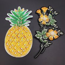 厂家新款重工刺绣手工钉珠菠萝布贴 绣花串珠服装礼服diy装饰辅料