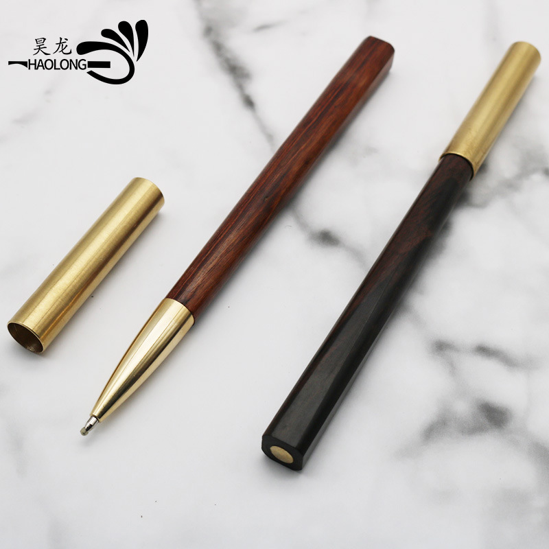 黑檀木銅件筆 黃銅簽字筆 實木書寫水性筆 中性水筆高檔商務禮品