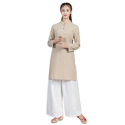 Cotton and linen Chinese women's suit tea yoga meditation taichi clothing Female Zen Literary Retro Improved Long Sleeves  