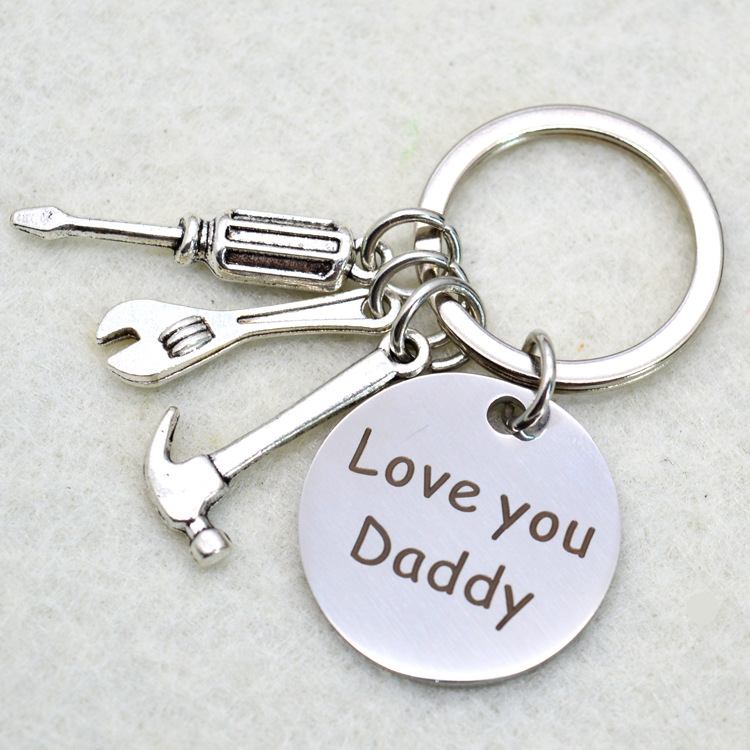 Stainless Steel Letter Tool Hammer Wrench Screwdriver Father's Day Gift Key Ring display picture 2