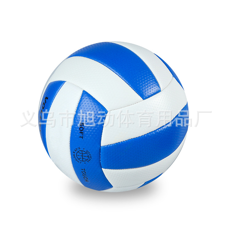 正品厂家直销5号蓝白色机缝耐磨软式沙滩室内外成人排球|ms