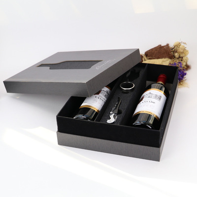 厂家定制高端2支红酒盒特种纸葡萄酒包装盒精典工艺礼品收纳盒子|ru