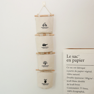 厂家爆款zakkz棉麻收纳墙壁式帆布多功能挂袋家居浴室厨房用品生|ru