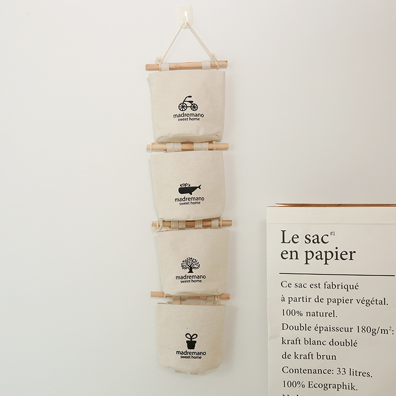 厂家爆款zakkz棉麻收纳墙壁式帆布多功能挂袋家居浴室厨房用品生|ru