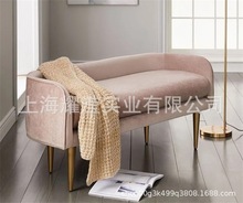 现代简约卧室布艺软包床尾凳定制家具服装店衣帽间不锈钢换鞋凳