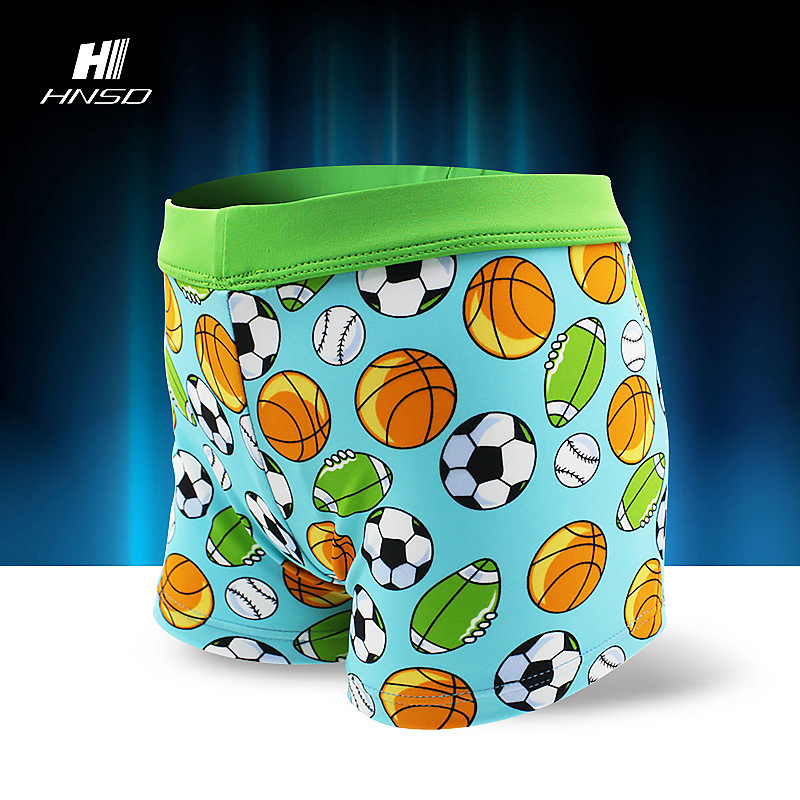 Henaston children's swimming trunks Boxer cartoon boys' swimming suit small beach pants sun protection quick-drying football swimming trunks