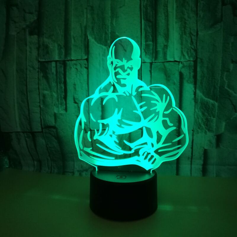 New creative muscle men 3D stereo vision touch night light sports gifts USB 3D small table lamp