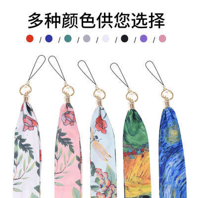 new pattern Silk scarf Lanyard Two-in-one Detachable 360 rotate Ring originality Mobile phone lanyard goods in stock