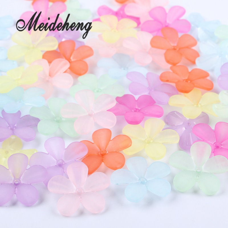 Factory direct sales of 30mm frosted transparent acrylic five-petal flower beads diy ancient-style hair accessory materials wholesale detail image 6