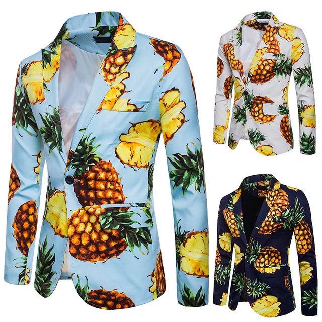 men’s wear Pineapple Beach style design a button men’s LAPEL SUIT 