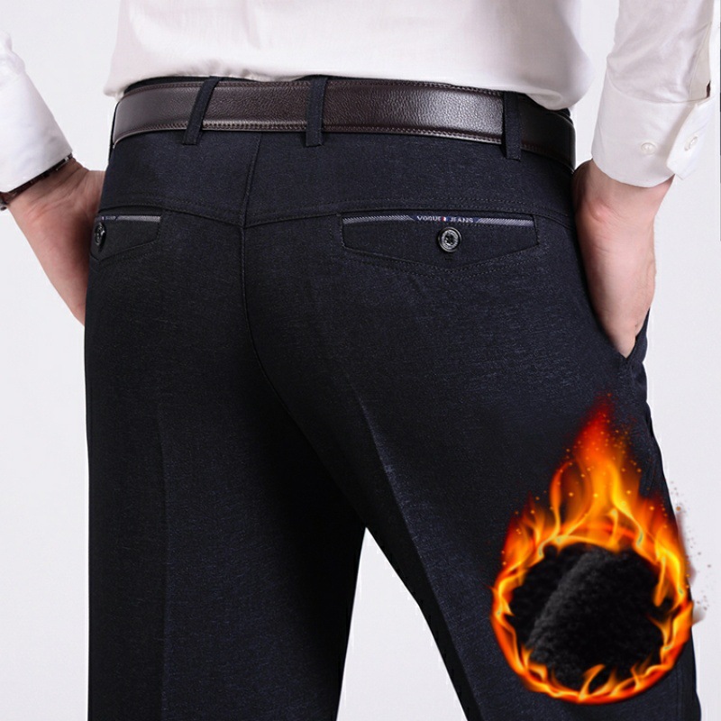 秋冬季中年男士休闲裤厚款宽松直筒中老年男长裤子男装西裤爸爸装|ru