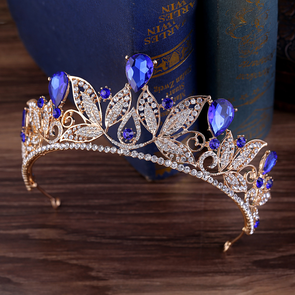 Fashion Leaf Alloy Inlay Rhinestones Crown 1 Piece display picture 2