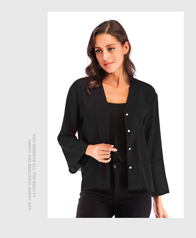 single-breasted long sleeve blouse  NSJR33324