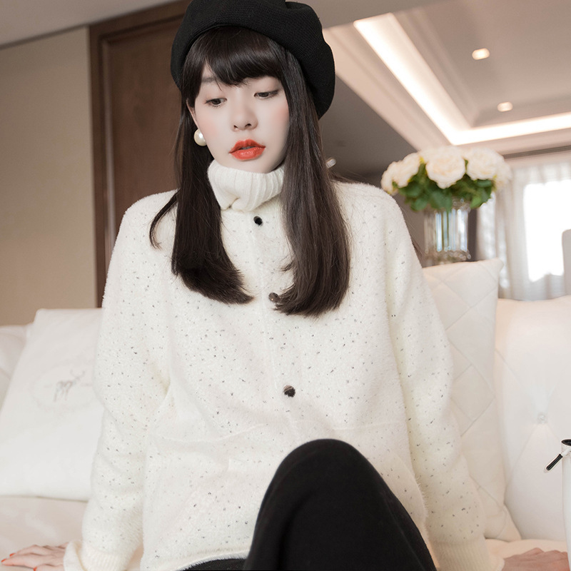 又滑又软CHAO舒适。。。雪花点仿皮草短外套GF35|ms