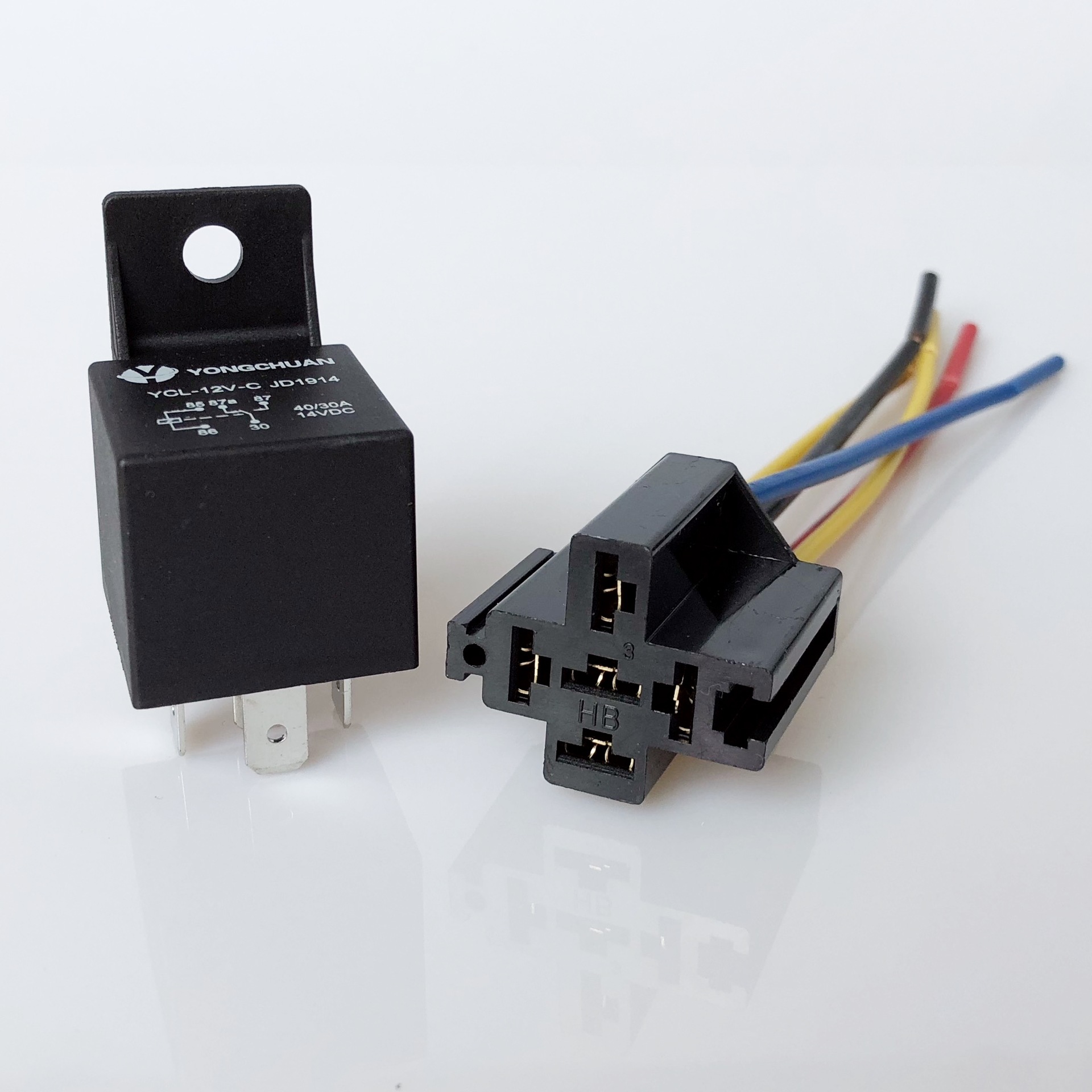 40A汽车继电器1914 12V 5脚继电器 带大梅花插座