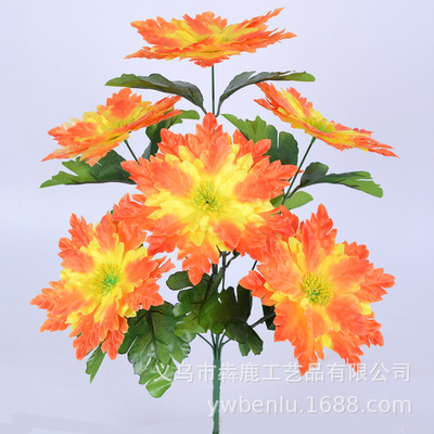 Simulation bouquet 52 centimeter High pole Simulation 7 Snowflake Maple leaves Silk flower Artificial flower Plastic flowers Yiwu Manufactor wholesale