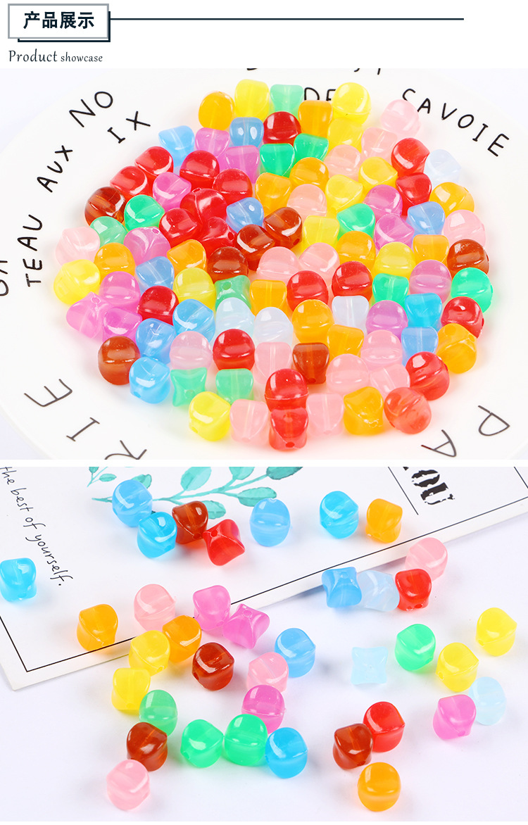Acrylic diy bead material, handcrafted tissue box beads, 10mm jelly beads, four-corner beads, loose beads wholesale detail image 5